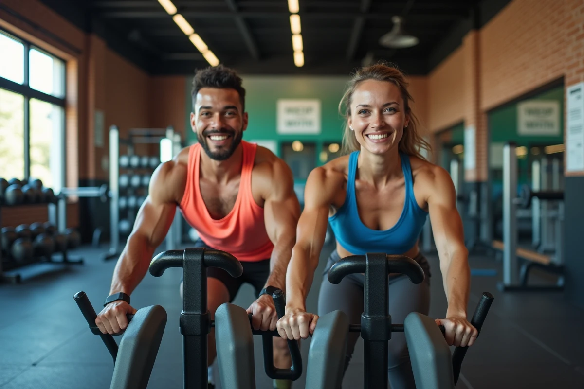 Deux personnes utilisant des machines abdominales en salle de gym pour cibler les poignées d'amour et affiner la taille