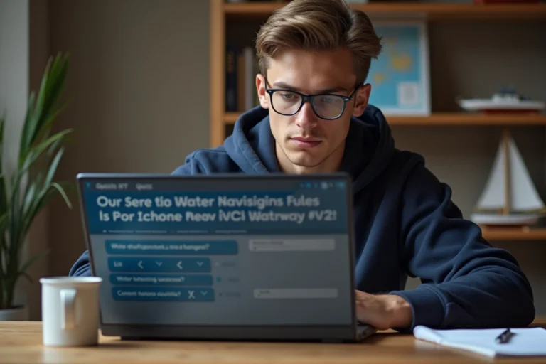 Jeune homme préparant son BSR en ligne sur un ordinateur portable à son bureau à domicile