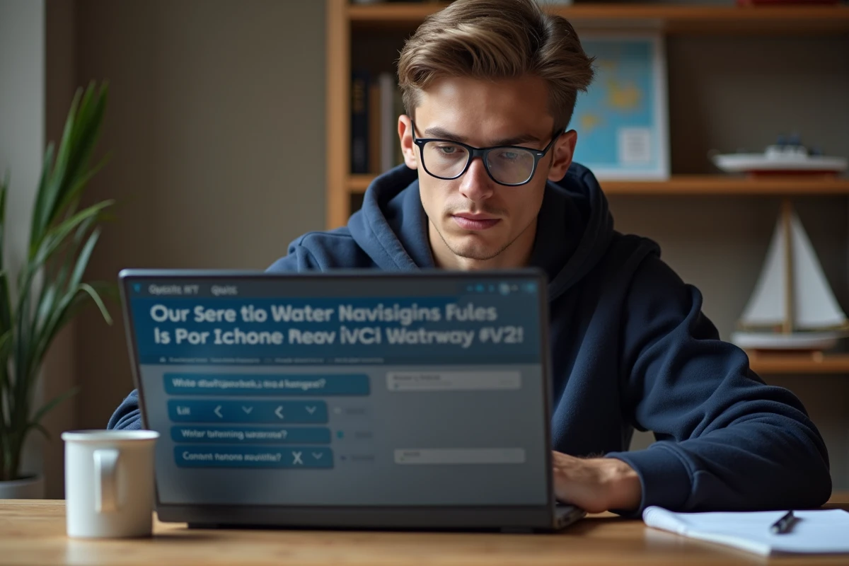 Jeune homme préparant son BSR en ligne sur un ordinateur portable à son bureau à domicile